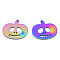 Ion Plating(IP) 201 Stainless Steel Pendants, Halloween Style, Pumpkin Jack-O'-Lantern, Rainbow Color, 21x25x1mm, Hole: 1.4mm