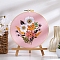 DIY Flower Pattern Embroidery Kits, Including Printed Cotton Fabric, Embroidery Thread & Needles, Embroidery Hoops, Pink, 200mm