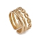 Ion Plating(IP) 304 Stainless Steel Triple Line Cuff Rings for Women, Real 14K Gold Plated, Inner Diameter: 17mm