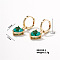 Cute and Stylish European American Heart Hoop Earrings, Green, Golden, 9x8x11mm