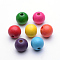 Natural Maple Wood Beads, Dyed, Round, Mixed Color, 19~20x17.5~18mm, Hole: 4.5mm, about 400pcs/1000g