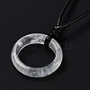 Natural Quartz Crystal Ring Pendant Necklace with Waxed Cords NJEW-R262-01A-05-4