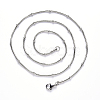 304 Stainless Steel Round Snake Chain Necklace NJEW-S420-009A-P-2