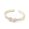 Clear Cubic Zirconia Bowknot Open Cuff Ring RJEW-C056-06G-2