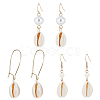 ANATTASOUL 3 Pairs 3 Style Narural Shell Dangle Earrings EJEW-AN0001-70-1