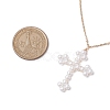 Cross Fleury Acrylic Imitation Pearl Pendant Necklaces NJEW-JN04985-3