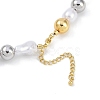 Rack Plating 10mm Round Brass & ABS Imitation Pearl Beaded Necklaces NJEW-P317-09-2