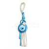 Flat Round with Evil Eye Resin Pendant Decorations EVIL-PW0002-12D-05-1