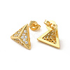 Rack Plating Brass Micro Pave Clear Cubic Zirconia Triangle Stud Earrings EJEW-F301-22-3