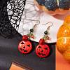 Pumpkin Synthetic Turquoise Dangle Earrings EJEW-TA00517-2