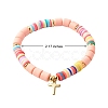 5Pcs 5 Style Handmade Polymer Clay Stretch & Brass Beaded & Alloy Link Chain Bracelets Set BJEW-SZ0001-66A-2