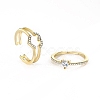 2Pcs 2 Styles Brass Micro Pave Cubic Zirconia Rings PW-WG4EDBE-02-2