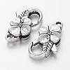 Antique Silver Flower Alloy Lobster Claw Clasps X-KK782-2
