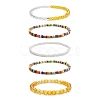 Faceted Glass & Gemstone Stretch Beaded Bracelets Sets BJEW-TA00202-6