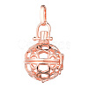 Brass Hollow Round with Star Cage Pendants KK-E662-01RG-NR-1