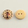 2-Hole Clock Pattern Printed Wooden Buttons X-BUTT-R031-022-2