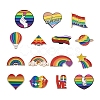 Yilisi 15Pcs 15 Style Love Rainbow Alloy Enamel Brooches Set JEWB-YS0001-04-1