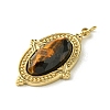 Ion Plating(IP) 304 Stainless Steel Pave Faceted Natural Tiger Eye Pendants FIND-Z028-40C-2