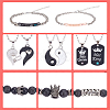 ANATTASOUL Valentine's Day Heart & Yin Yang & Rectangle Alloy Pendant Necklaces & Link Bracelet & Natural Lava Rock Stretch Bracelets SJEW-AN0001-39-3