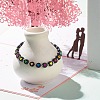 Flat Round with Heart Beaded Stretch Bracelet for Women BJEW-JB07552-04-2