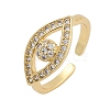 Rack Plating Brass Micro Pave Clear Cubic Zirconia Cuff Finger Rings for Women RJEW-M028-72G-4