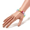 Rainbow Acrylic Round Beaded Stretch Bracelet for Women BJEW-JB07555-3