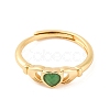 Hand with Heart Natural Mixed Stone Adjustable Rings RJEW-Q817-06G-3