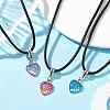 Heart with Fish Scale Shape 304 Stainless Steel with Resin Pendant Necklaces NJEW-JN04571-5