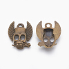 Tibetan Style Alloy Skull with Wing and Rose Pendants X-TIBEP-A408-AB-NR-2