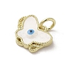 Evil Eye Enamel Shell Brass Butterfly Charms with Jump Rings KK-E092-27G-03-2