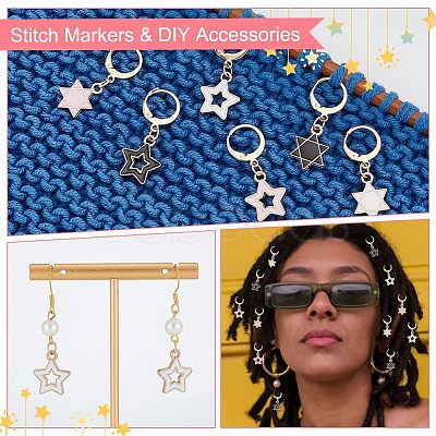 Alloy Enamel Star Pendant Locking Stitch Markers HJEW-AB00115-1