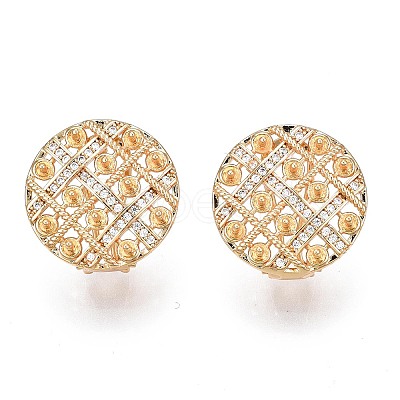 Brass Micro Pave Clear Cubic Zirconia Stud Earring Findings KK-N232-209-1