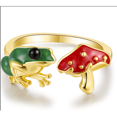 Frog & Mushroom Alloy Open Cuff Ring for Women JR943A-1