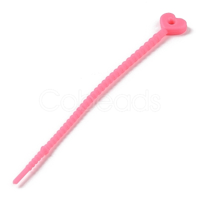 Heart Shape Silicone Cable Zip Ties AJEW-C034-02-1