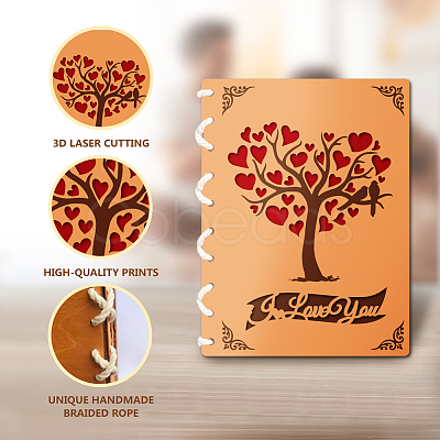 Wooden Commemorative Cards Book WOOD-WH0045-04-1