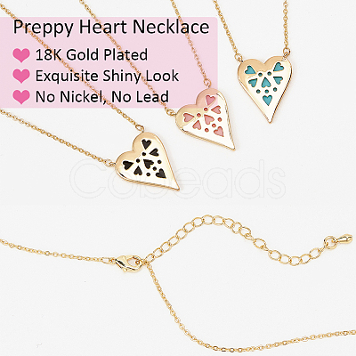 ANATTASOUL 3Pcs 3 Colors Rhinestone Heart Pendant Necklace NJEW-AN0001-69-1