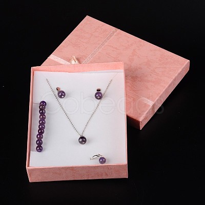 Jewelry Cardboard Boxes with Flower(Color Random Delivery) and Sponge Inside CBOX-R023-4-1