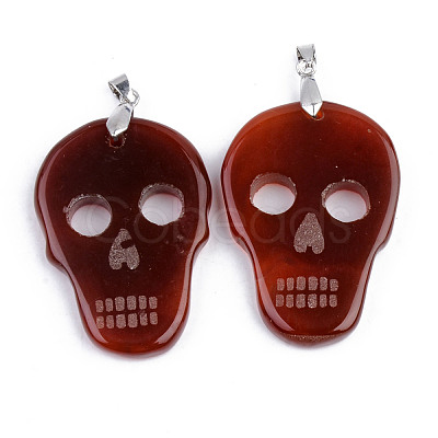 Halloween Themed Natural Agate Big Pendants G-S359-181E-1