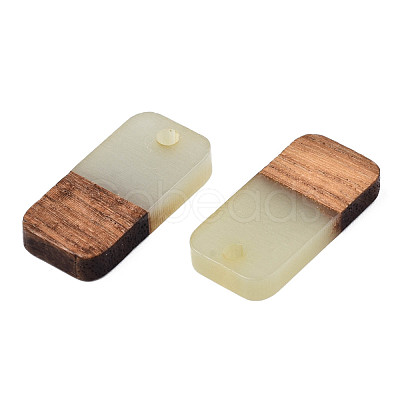 Two-tone Transparent Resin & Walnut Wood Pendants RESI-S384-008A-B05-1