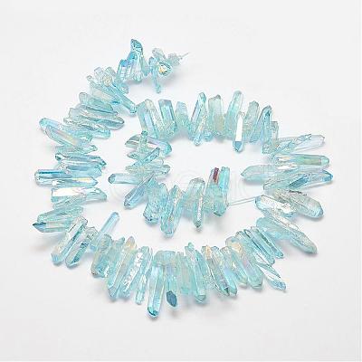 Electroplated Natural Quartz Crystal Beads Strands G-P267-1-1