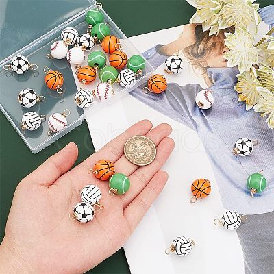 CHGCRAFT 32Pcs 2 Style Natural Wood Pendants & Connector Charms FIND-CA0005-91-1