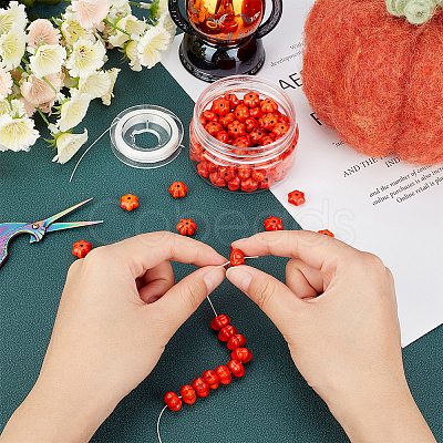 SUNNYCLUE DIY Pumpkin Bead Stretch Bracelets Making Kits DIY-SC0014-66-1