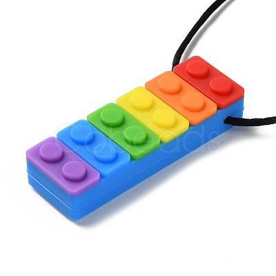 Rainbow Building Blocks Food Grade  Silicone Pendant Molar Stick Nursing Necklaces SIL-Z004-02C-1