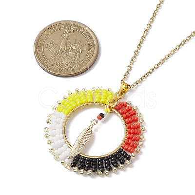 Glass Seed Beads Pendant Necklaces NJEW-MZ00038-1