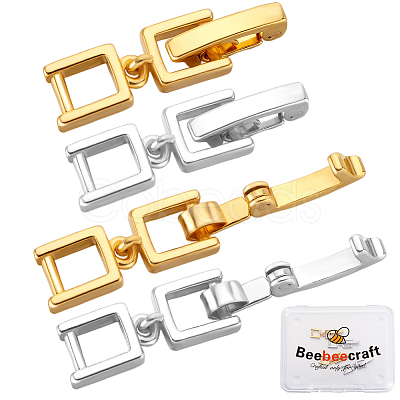 Beebeecraft 6Pcs 2 Colors Brass Fold Over Clasps KK-BBC0013-50-1