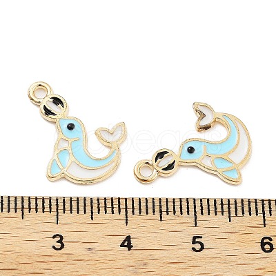 Light Gold Plated Alloy Enamel Pendants ENAM-M219-11KCG-01-1