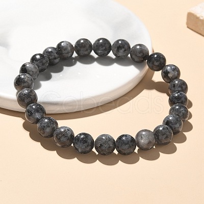 Natural Larvikite Bead Stretch Bracelets BJEW-K212-B-046-1