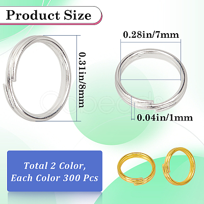 SOFPLATE 600Pcs 2 Colors Brass Split Rings KK-SP0001-82B-1