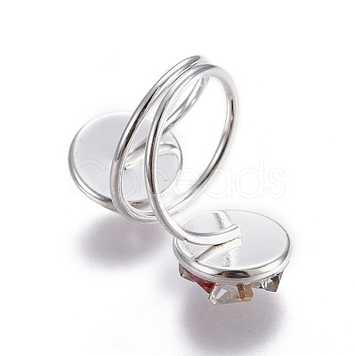 Electroplate Glass Cuff Rings RJEW-JR00248-1