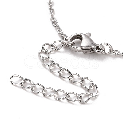 304 Stainless Steel Wave Pendant Necklace for Women NJEW-G019-02-1